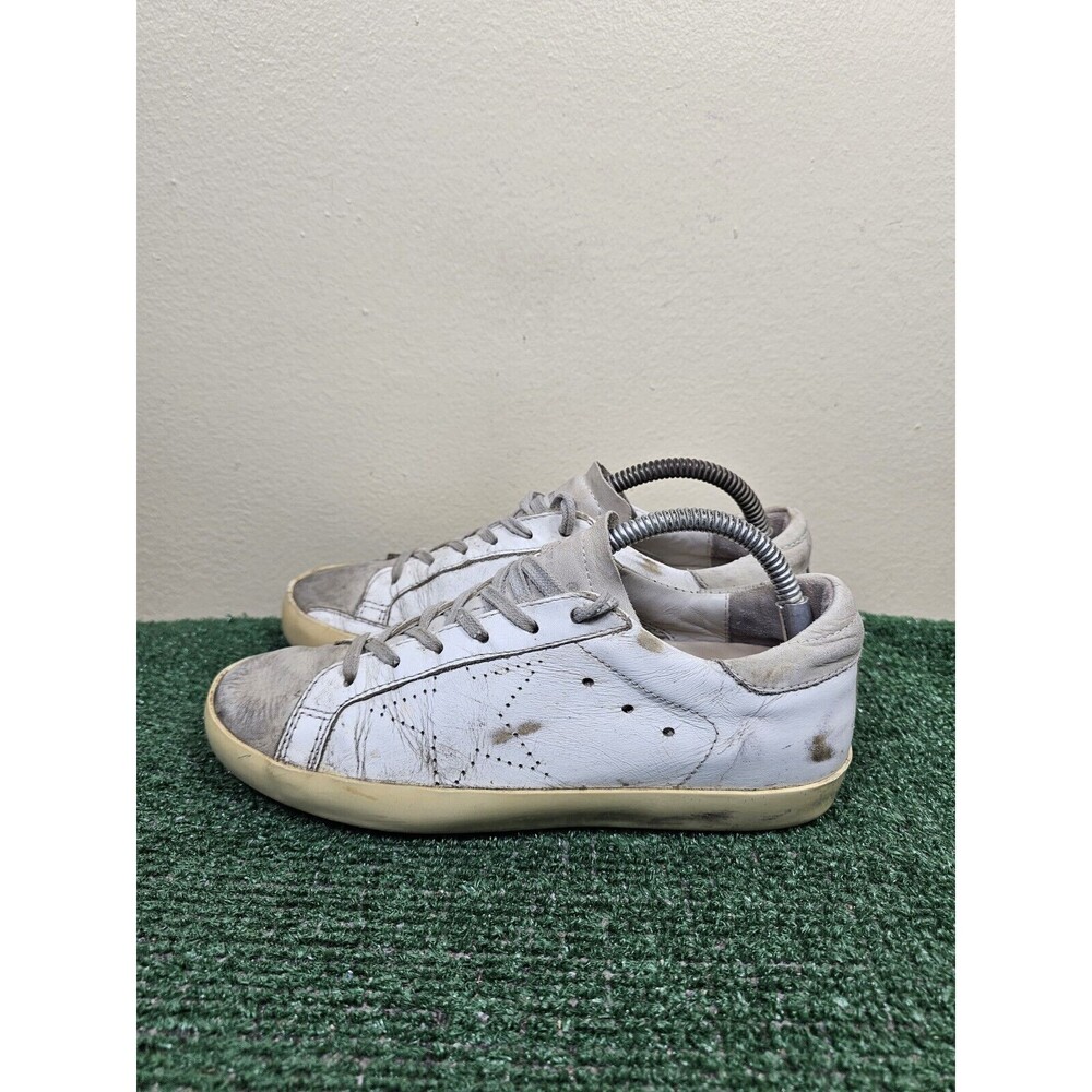 GOLDEN GOOSE SuperStar White Leather Suede Sneakers Perforated Stars EU 38 US 8